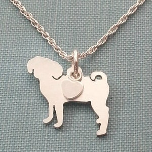 Puggle Dog Necklace, Sterling Silver Personalize Pendant, Breed Silhouette Charm Rescue Shelter