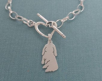 Playful LOP Rabbit Chain Bracelet Sterling Silver Personalize Pendant, Breed Silhouette Charm