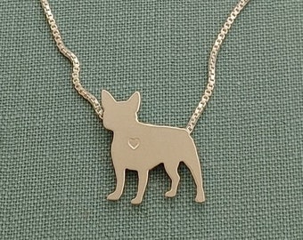 French Bulldog Necklace, Sterling Silver Small Pendant, Breed Silhouette Charm, Rescue Shelter, Memorial Gift