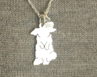 Belly Bunny Lop Rabbit Necklace, Sterling Silver Personalized Pendant, Silhouette Charm, Rescue Shelter gifts for her