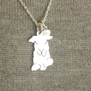 Belly Bunny Hangoor Konijn Ketting, Sterling Zilver Gepersonaliseerde Hanger, Silhouet Charme, Rescue Shelter geschenken voor haar