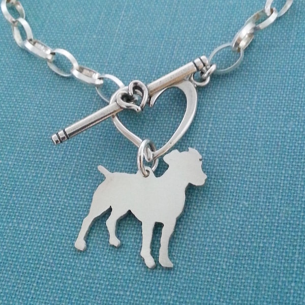 Jack Russell Terrier Dog Chain Bracelet, Sterling Silver Personalize Pendant, Breed Silhouette Charm, Rescue Shelter, Birthday Gift