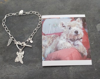 Boxer Custom TaGette Bracelet .. Argent sterling Portrait d’animal de compagnie Silhouette de chien Bijoux Memoraliser Souvenir, Fête des mères