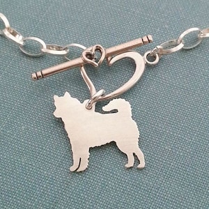 Siberian Husky Dog Chain Bracelet, Sterling Silver Personalize Pendant, Breed Silhouette Charm, Rescue Shelter, Birthday Gift