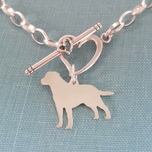 Bracciale catena per cani Labrador Retriever, ciondolo personalizzato in argento sterling Lab, ciondolo silhouette di razza, rifugio di salvataggio, regalo di compleanno