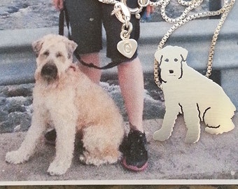 Colar Tagette personalizado com pingente para seu animal de estimação. Prata esterlina Wheaten Terrier Dog silhueta joias memoralizar lembrança, presente