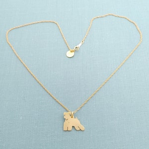 Miniature Schnauzer Dog Necklace, 14kt gold filled chain, jewelers brass Personalize Pendant, Breed Silhouette Charm Rescue, Dog Lover Gift image 4