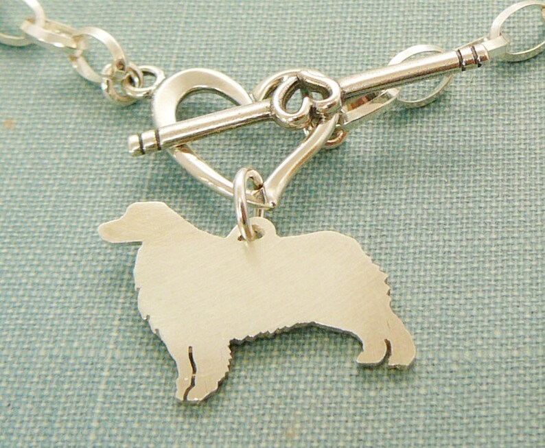 Breed Silhouette Charm Australian Shepherd Chain Bracelet Rescue Shelter Sterling Silver Personalize Pendant Mothers Day Gift