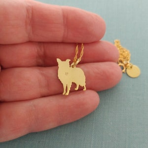 Border Collie dog Necklace, 14kt gold filled & Brass Personalize Pendant, Breed Silhouette Charm Rescue Shelter, Memorial Gift image 4