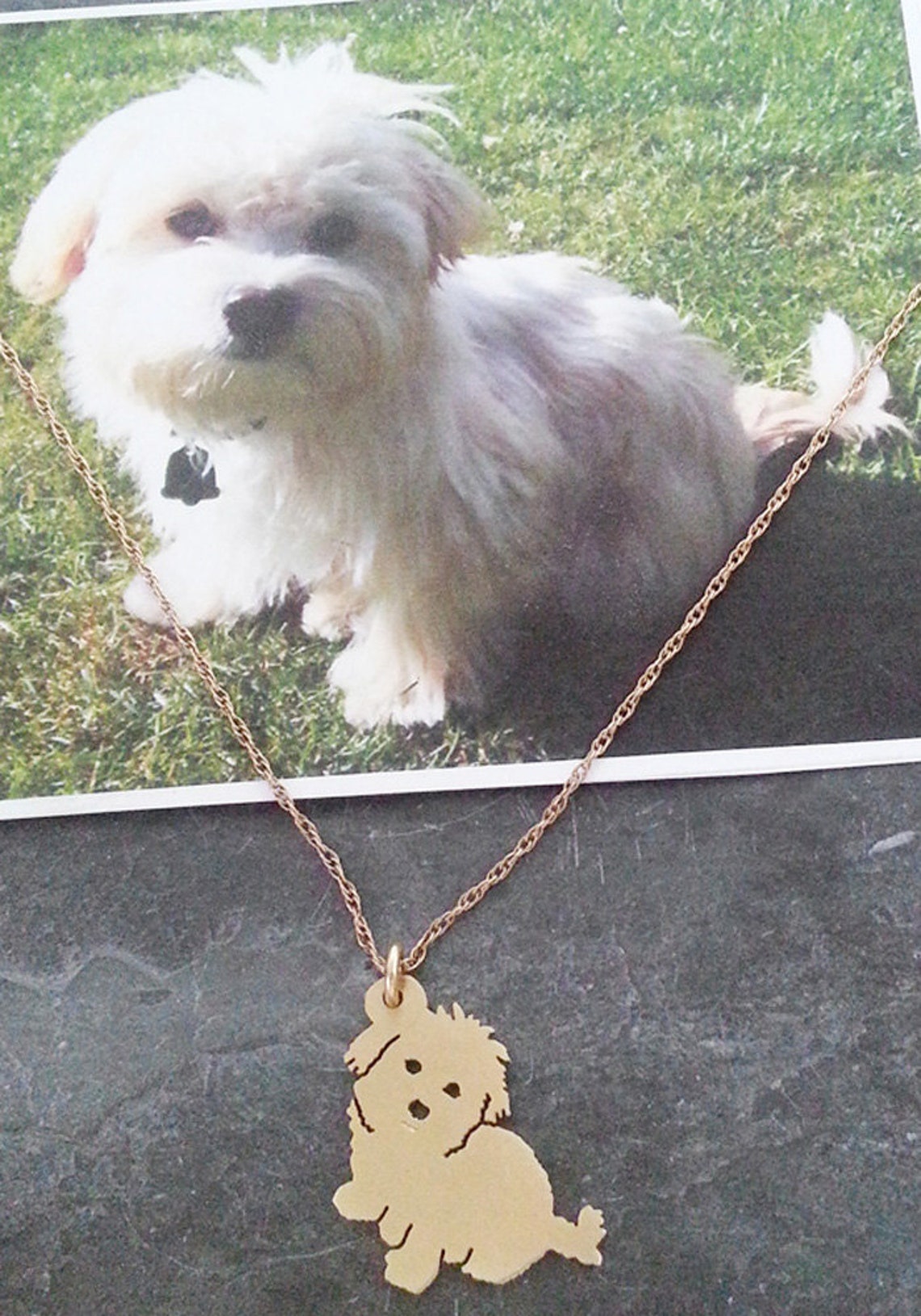 Dog Pendant Necklace .. Custom Pet Portrait Brass / 14kt Gold Etsy