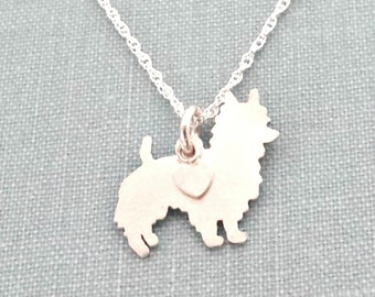 Australian Terrier Dog Necklace, Sterling Silver Personalize Pendant, Breed Silhouette Charm Rescue Shelter, Memorial Gift