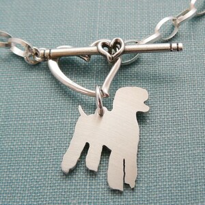 Standard Poodle Dog Chain Bracelet, Sterling Silver Personalize Pendant, Breed Silhouette Charm, Rescue Shelter, Mothers Day Gift