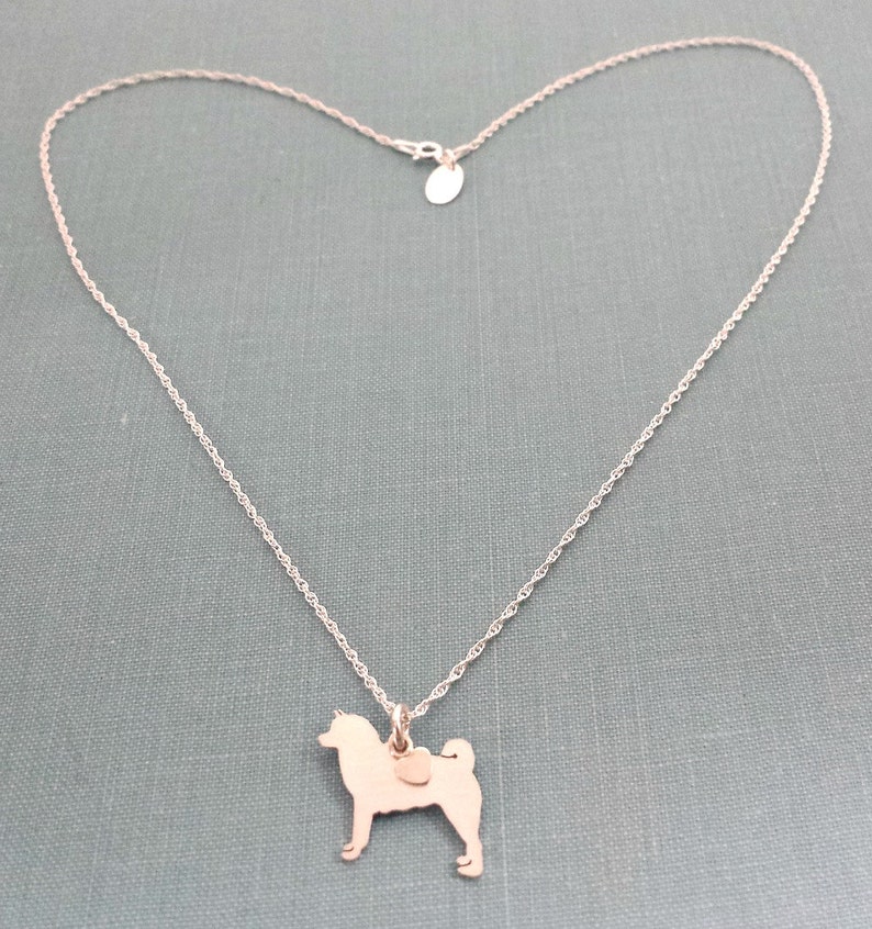 Memorial Gift Sterling Silver Personalize Pendant Breed Silhouette Rescue Shelter Akita Dog Charm Necklace