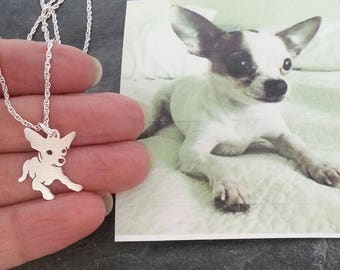Custom TaGette Necklace Your Pet Pendant .. Sterling Silver Dog silhouette Jewelry Memoralize Keepsake, Memorial Gift