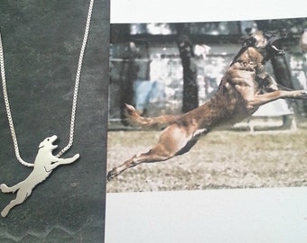 Custom Dog Necklace, Your Pet Pendant TaGette .. Sterling Silver silhouette Jewelry Memoralize Keepsake, German Shepherd Memorial Gift