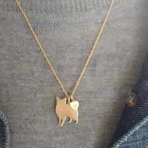 Border Collie dog Necklace, 14kt gold filled & Brass Personalize Pendant, Breed Silhouette Charm Rescue Shelter, Memorial Gift image 2