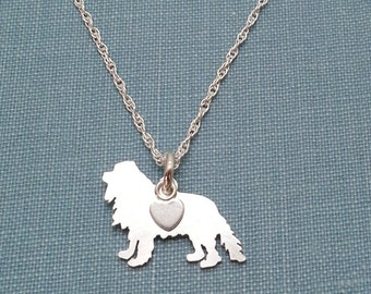 Cavalier King Charles Spaniel Necklace, Sterling Silver Personalize Pendant, Breed Silhouette Charm, Birthday Gift