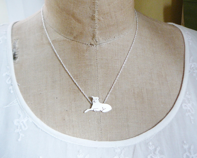 Sterling Silver Dog silhouette Jewelry Memoralize Keepsake Custom TaGette Necklace Your Pet Pendant .