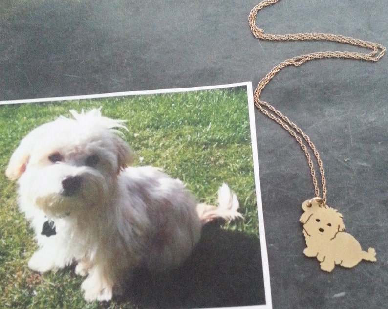 Dog Pendant Necklace .. Custom Pet Portrait Brass / 14kt Gold Etsy