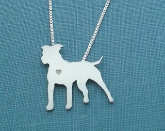 Pitbull Dog Necklace, Sterling Silver Personalize Pit Bull Pendant, Breed Silhouette Charm, Resue Shelter, Mothers Day Gift