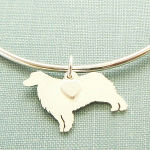 Australian Shepherd Dog Bangle Bracelet, Sterling Silver Personalize Pendant, Breed Silhouette Charm, Rescue Shelter, Mothers Day Gift