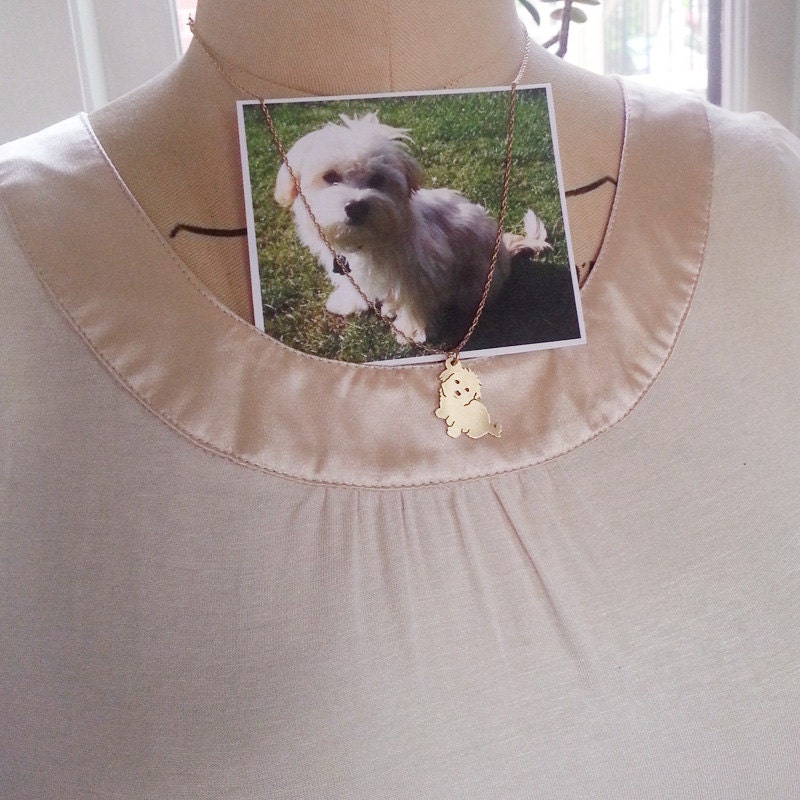 Dog Pendant Necklace .. Custom Pet Portrait Brass / 14kt Gold Etsy UK
