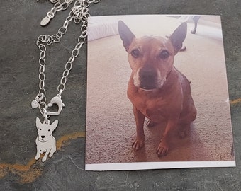 Collier pour chien personnalisé, Lariat TaGette Sterling Silver, Pendentif personnalisé, Silhouette Charm, Dog Memorial bijoux Rescue