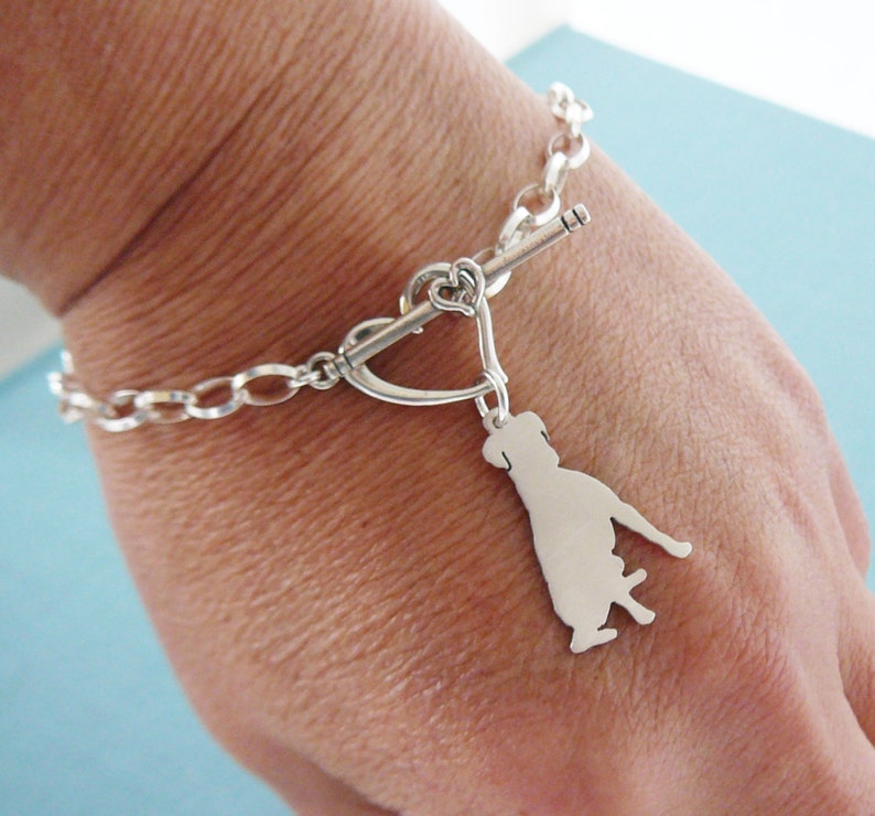 Mothers Day Gift Boxer Dog Chain Bracelet Sterling Silver Personalize Pendant Rescue Shelter Breed Silhouette Charm