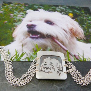 Bracelet, Dog Art, Sterling Silver, Custom Pet Portrait, personalized .. Your Dog as a Pendant Bracelet.. Solid Back, Head Shot Body image 5