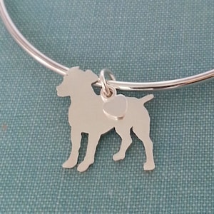 Jack Russell Terrier Dog Bangle Bracelet, Sterling Silver Personalize Pendant, Breed Silhouette Charm, Rescue Shelter, Mothers Day Gift