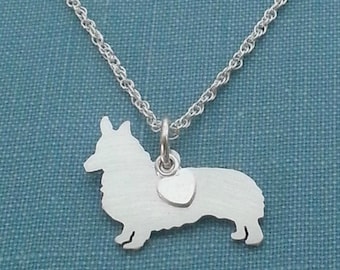 Corgi Dog Necklace, Pembroke Welsh Corgi Sterling Silver Personalize Pendant, Breed Silhouette Charm, Dog Lover Gift