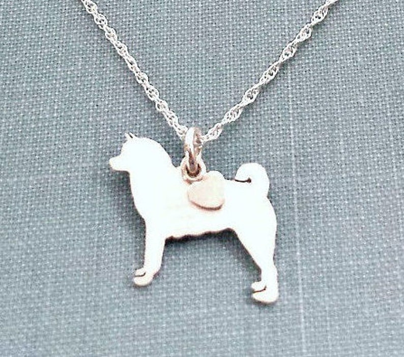 Memorial Gift Sterling Silver Personalize Pendant Breed Silhouette Rescue Shelter Akita Dog Charm Necklace