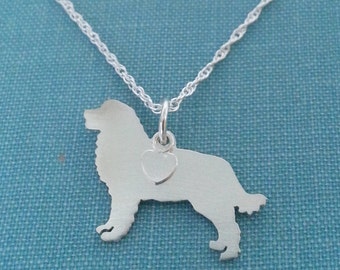 Bernese Mountain Dog Necklace, Sterling Silver Personalize Pendant, Breed Silhouette Charm Rescue Shelter