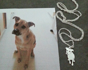 Custom Dog Necklace, Your Pet TaGette Pendant, Sterling Silver silhouette Memory Jewelry Keepsake Memorial Gift