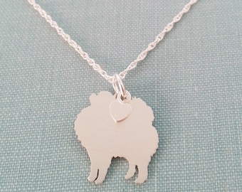 Pomeranian Necklace, Sterling Silver Personalize Pendant, Breed Silhouette Charm Rescue Shelter, Mothers Day Gift