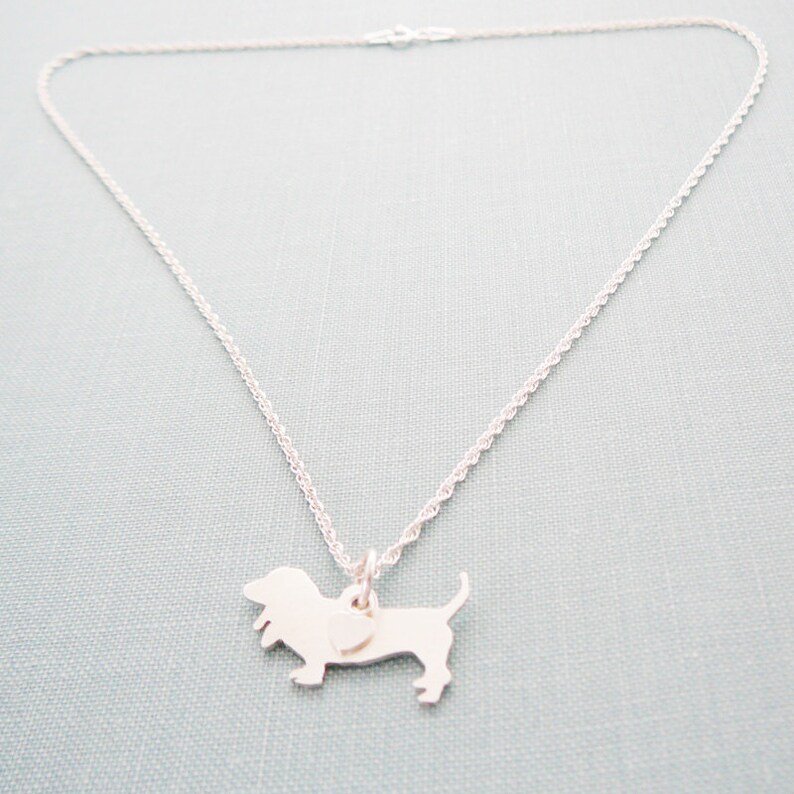 Basset Hound Dog Necklace Sterling Silver Personalize Etsy