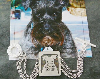 Sterling Bracelet, Your Pet Dog Portrait Pendant Bracelet, Head Shot Solid Back