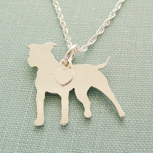 Pitbull Hund Halskette, Sterling Silber Pitbull Anhänger personalisieren, Rasse Silhouette Charm, Resue Shelter