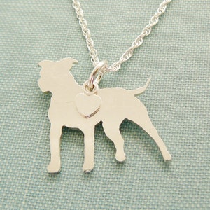 Pitbull Dog Necklace, Sterling Silver Personalize Pit Bull Pendant, Breed Silhouette Charm, Resue Shelter