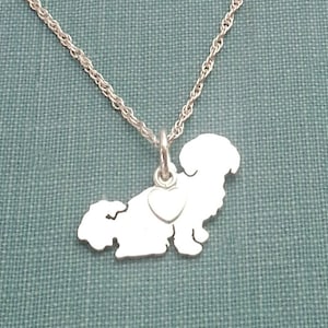 Collar de perro Shih Tzu, colgante personalizado de plata de ley Shih-Tzu, refugio de rescate con encanto de silueta de raza