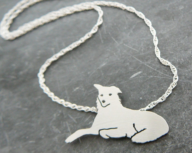 Sterling Silver Dog silhouette Jewelry Memoralize Keepsake Custom TaGette Necklace Your Pet Pendant .