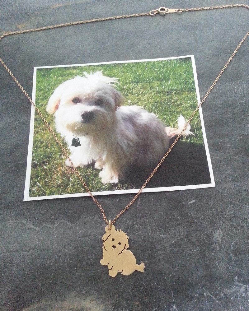 Dog Pendant Necklace .. Custom Pet Portrait Brass / 14kt Gold Etsy UK