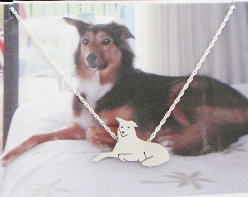 Sterling Silver Dog silhouette Jewelry Memoralize Keepsake Custom TaGette Necklace Your Pet Pendant .