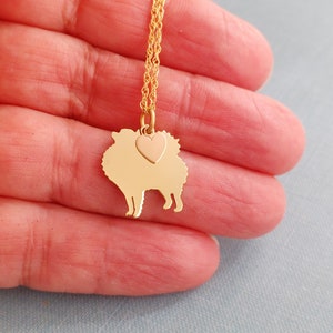 Pomeranian Dog Necklace, 14kt gold filled & Jewelers Brass Pendant, Personalize Breed Silhouette Charm image 4