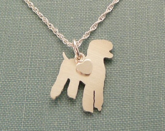 Standard Poodle Dog Necklace, Sterling Silver Personalize Pendant, Breed Silhouette Charm, Resue Shelter
