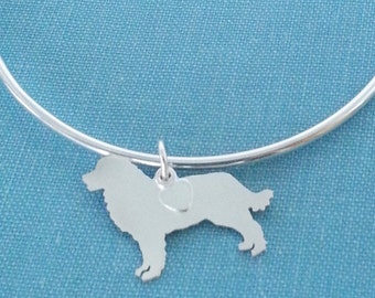 Bernese Mountain Dog Bangle Bracelet, Sterling Silver Personalize Pendant, Breed Silhouette Charm, Rescue Shelter, Mothers Day Gift