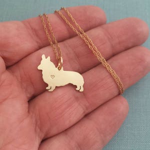 Pembroke Welsh Corgi dog Necklace, 14kt gold filled & Brass Personalize Pendant, Breed Silhouette Charm Rescue Shelter, Memorial Gift image 4