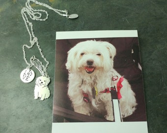 Custom Dog Necklace, Your Pet TaGette Pendant, Sterling Silver silhouette Maltese Memory Jewelry Keepsake Memorial Gift