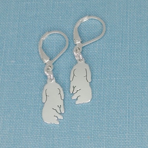 925 Sterling Silver playful Lop dangle earrings  bunny charms Silhouette Rescue Memory Gift