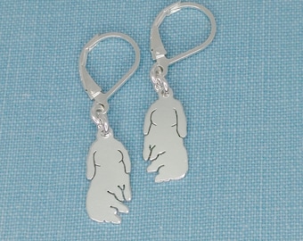 925 Sterling Silver playful Lop dangle earrings  bunny charms Silhouette Rescue Memory Gift